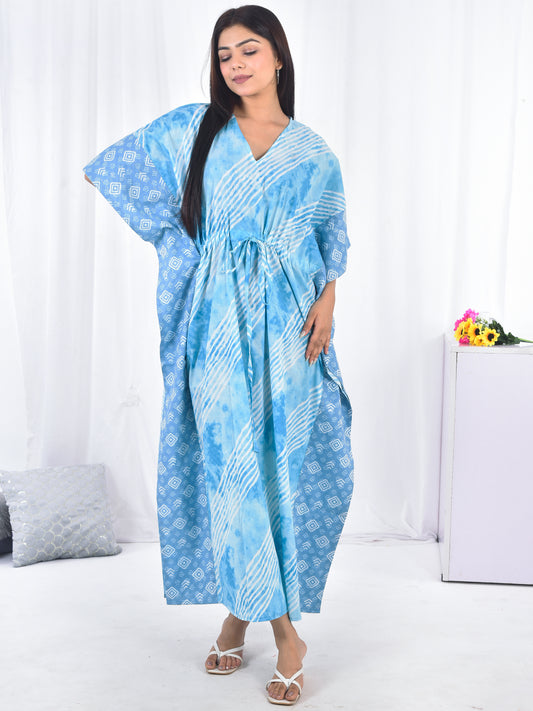 Hand-Block Print Cotton Kaftan