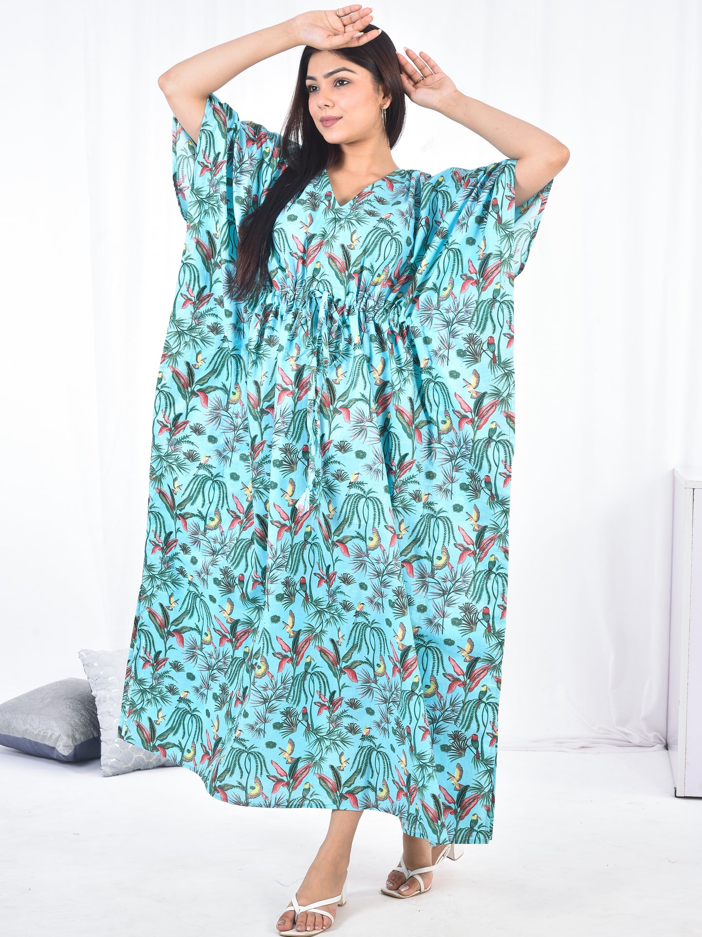 Hand-Block Print Cotton Kaftan