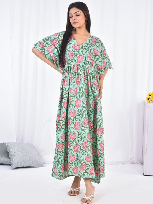 Hand-Block Print Cotton Kaftan