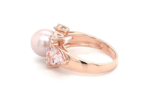 1.42ct 2 Stone Pear Pink Morganite 925 Sterling Silver Ring 8x6mm (PJC34454R)