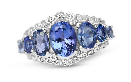 1.3ct Oval Tanzanite Ring - 8x6mm - 925 Sterling Silver (GTL18407R)