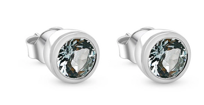 Round Aquamarine 18K 1 MM Rose Metal Plated 925 Sterling Silver 3.80 Cts / 3.75 Gm Earring PJC31576E