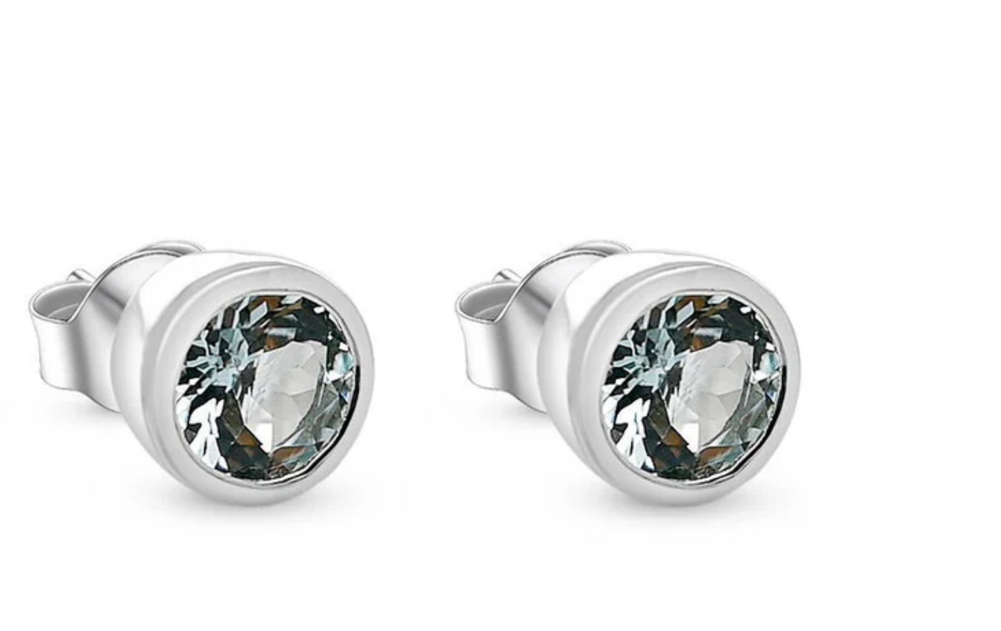 Round Aquamarine 18K 1 MM Rose Metal Plated 925 Sterling Silver 3.80 Cts / 3.75 Gm Earring PJC31576E
