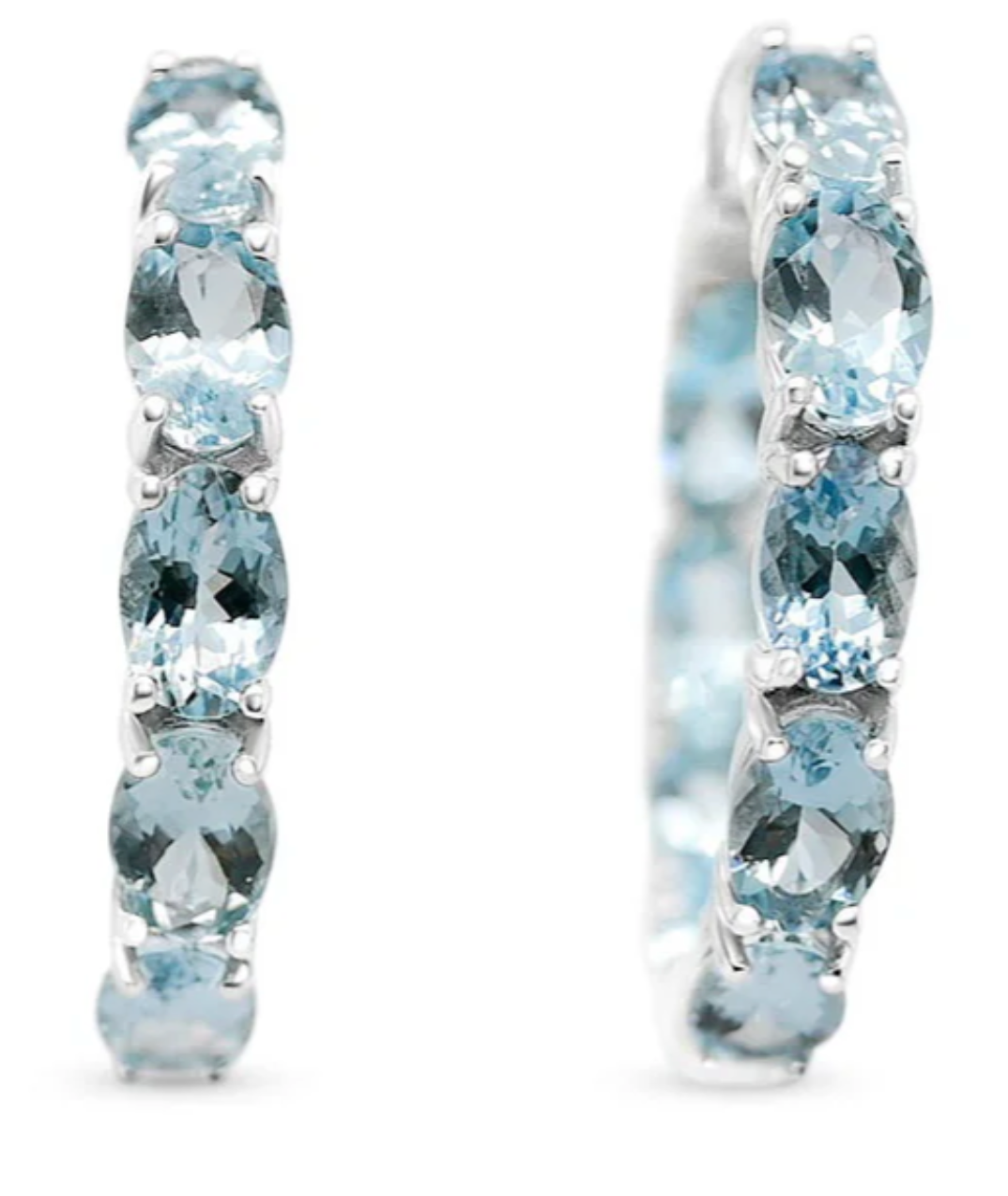 Aquamarine Oval / Rhodium plated Sterling Silver 7.33 cts / 7.16 Gm Earrings PJC6160E