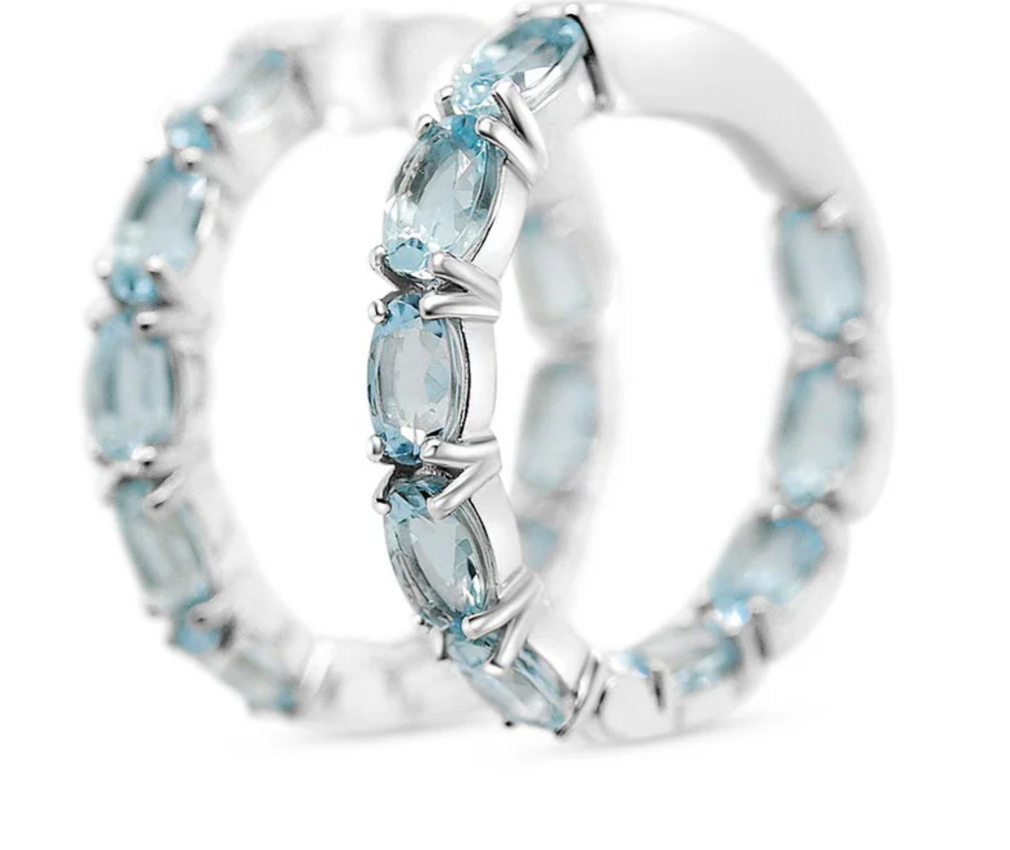 Aquamarine Oval / Rhodium plated Sterling Silver 7.33 cts / 7.16 Gm Earrings PJC6160E
