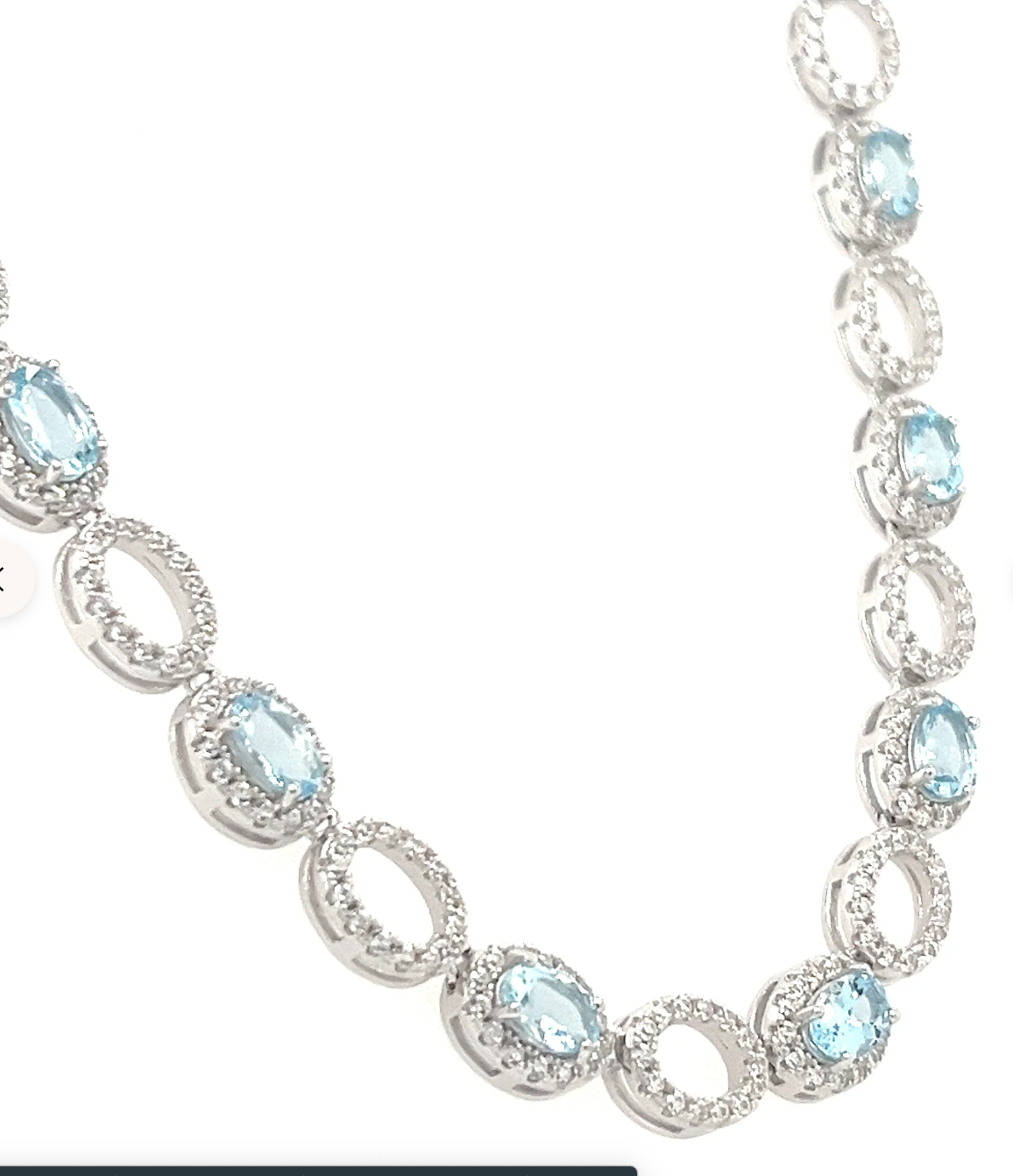 Aquamarine Necklace - 925 Sterling Silver, Rhodium Plated (PJC32775N)