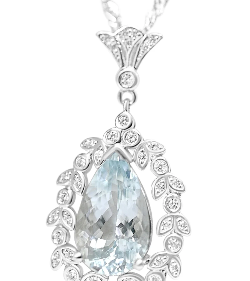 Luxury Aquamarine Pendant - Teardrop Shape, 3.13 Carats (PJC31633P)
