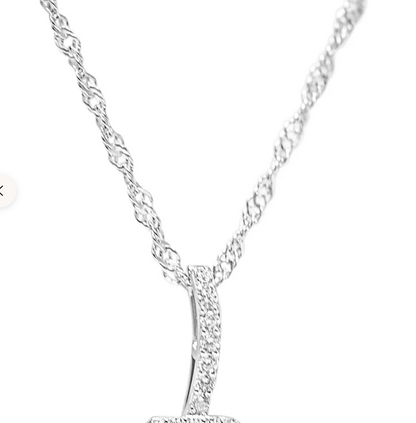 Octagon Aquamarine Halo Pendant in Rhodium-Plated Sterling Silver (PJC31628P)