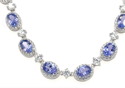 49.09 Carats of Beauty: A Rhodium-Plated Tanzanite Necklace (PJC32776N)
