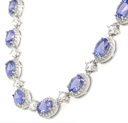 49.09 Carats of Beauty: A Rhodium-Plated Tanzanite Necklace (PJC32776N)