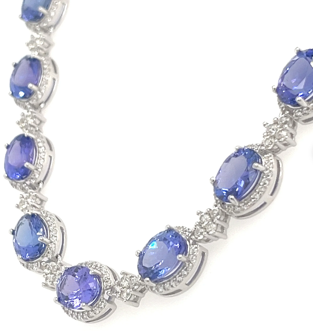 49.09 Carats of Beauty: A Rhodium-Plated Tanzanite Necklace (PJC32776N)