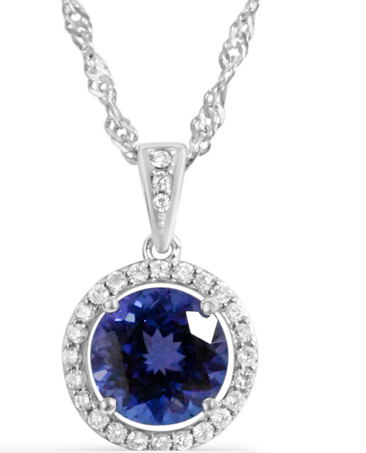 14K Gold Rose Gold-Plated Pendant with 2.11 Carat Tanzanite Hexagon Gemstone (PJC31596P)