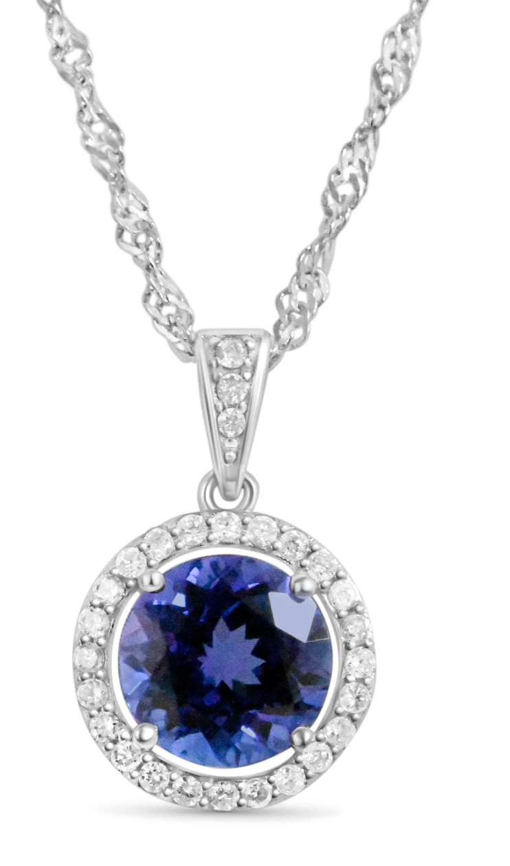 14K Gold Rose Gold-Plated Pendant with 2.11 Carat Tanzanite Hexagon Gemstone (PJC31596P)