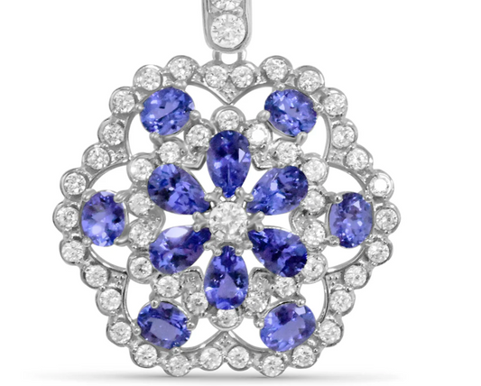 Cluster Tanzanite Pendant with 6 Pear-Shaped Stones in 925 Sterling Silver (PJC31655P)