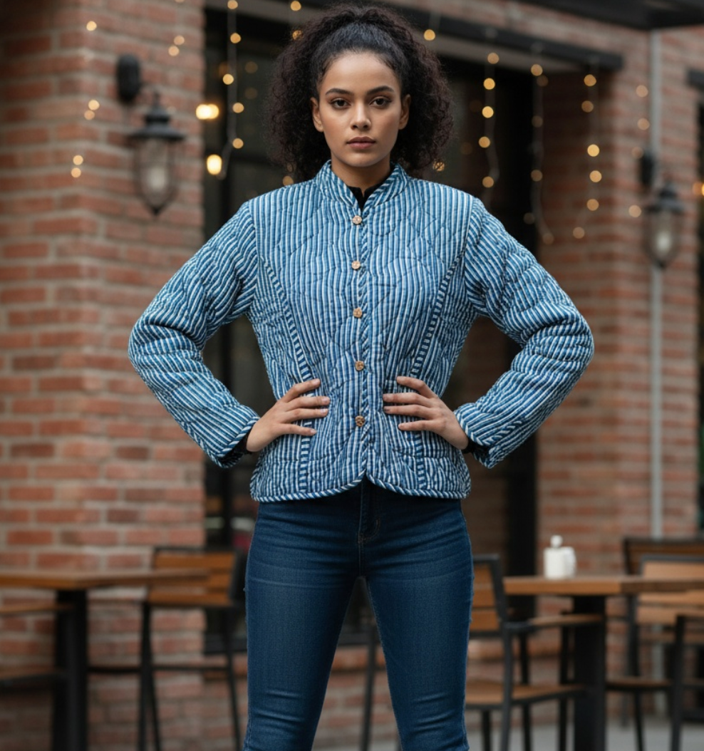 BLUE Patchwork Floral Jacket