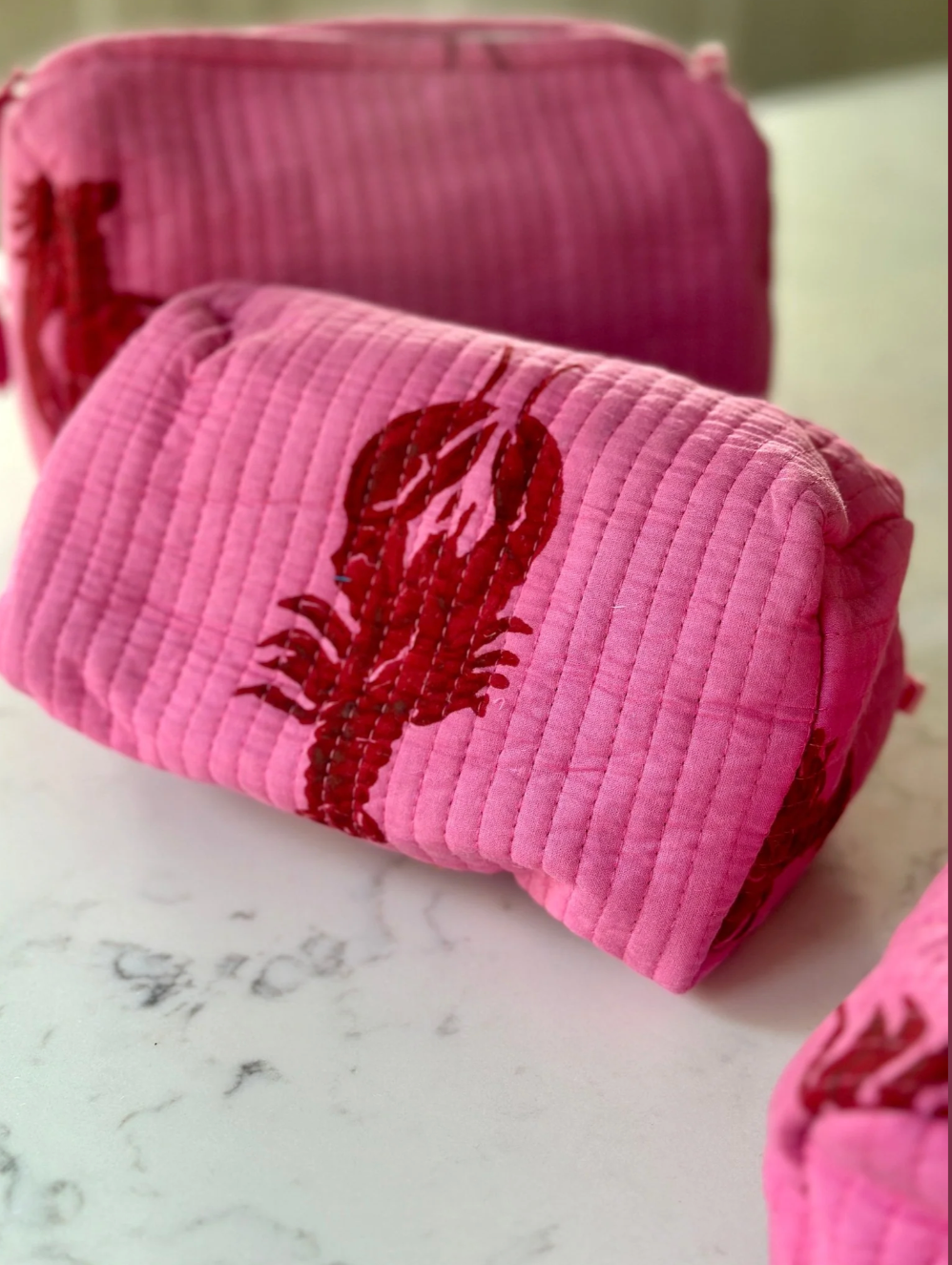 Pink Lobster Toiletry Bag - Set of 3