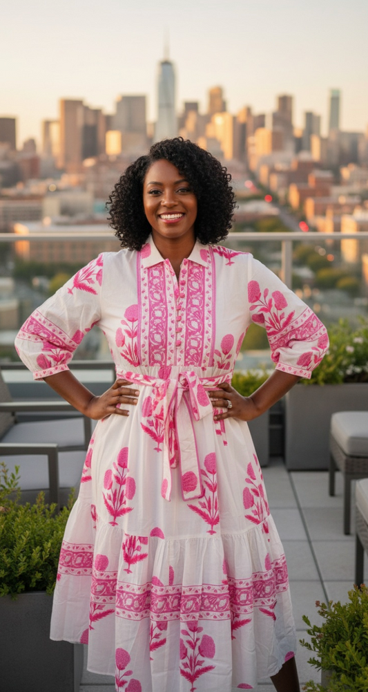 Gulaabi Hawa Block Printed Cotton Dress