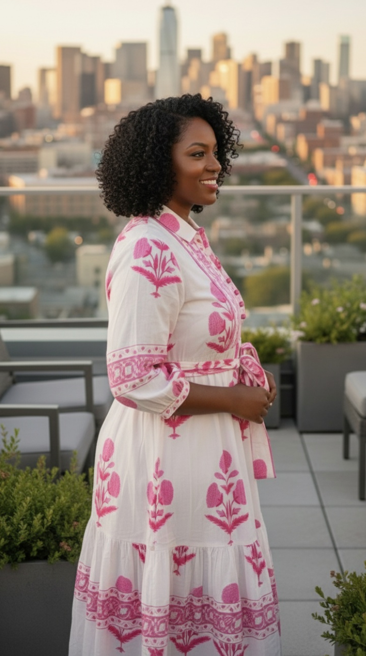 Gulaabi Hawa Block Printed Cotton Dress