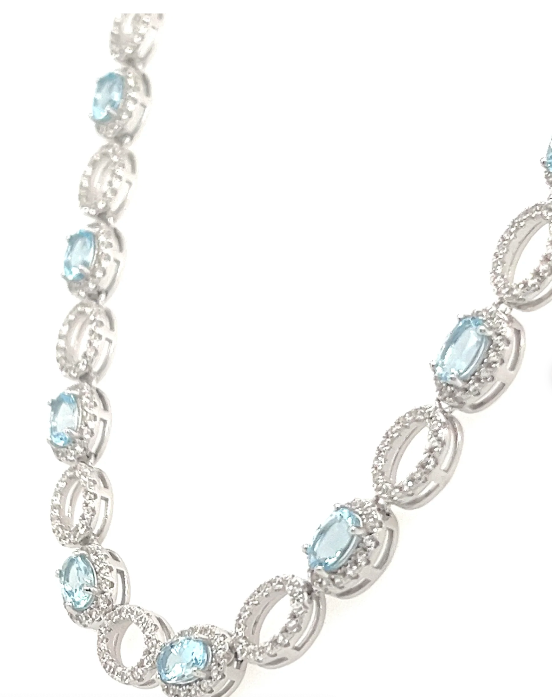 Aquamarine Necklace - 925 Sterling Silver, Rhodium Plated (PJC32775N)