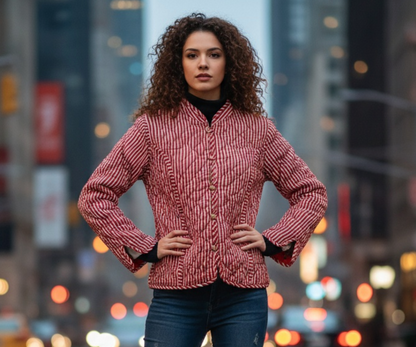 Red Patchwork Floral Jacket