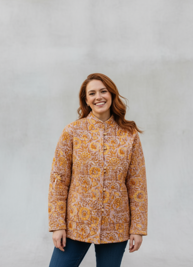 Yellow Floral Reversible Jacket