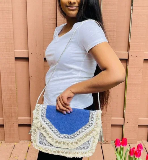 Purple Handmade Bohemian Sling Style Bag
