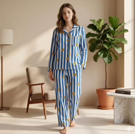 Blue Daisy Floral PJ set