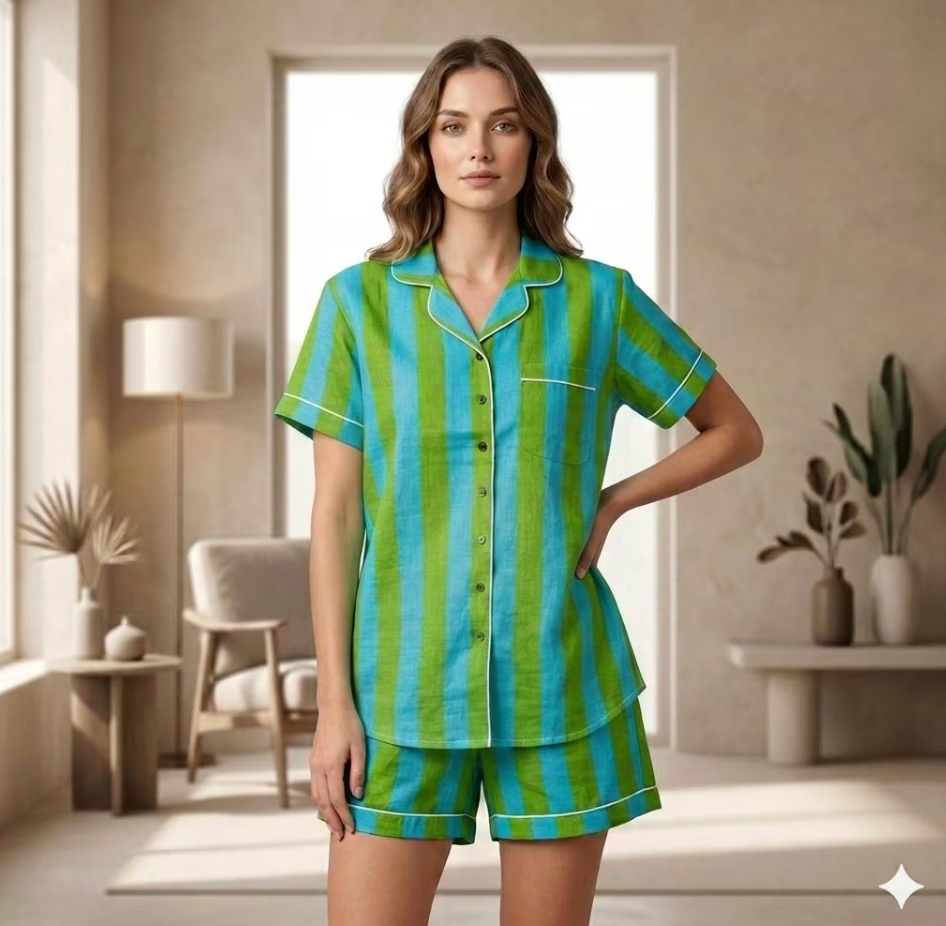 Green Stripe Short PJ set