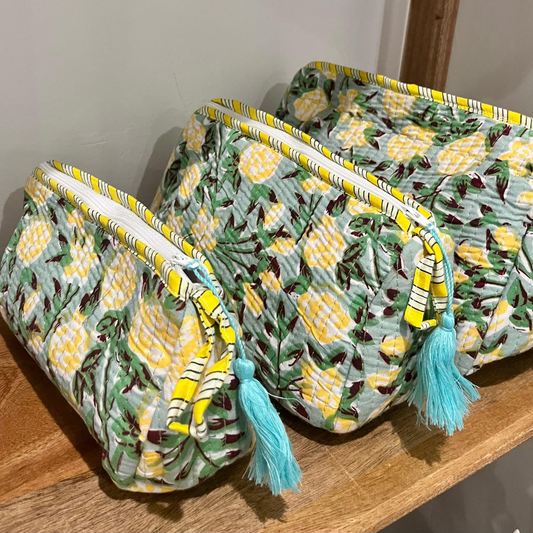 Block Printed Toiletry Bag - Set of 3