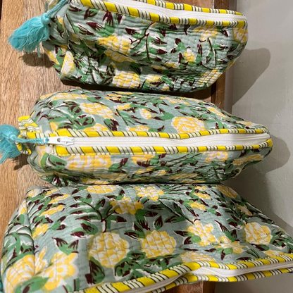 Block Printed Toiletry Bag - Set of 3