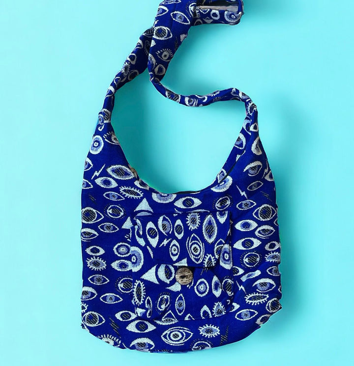 Evil Eye Block Printed Shoulder Bag - Navy