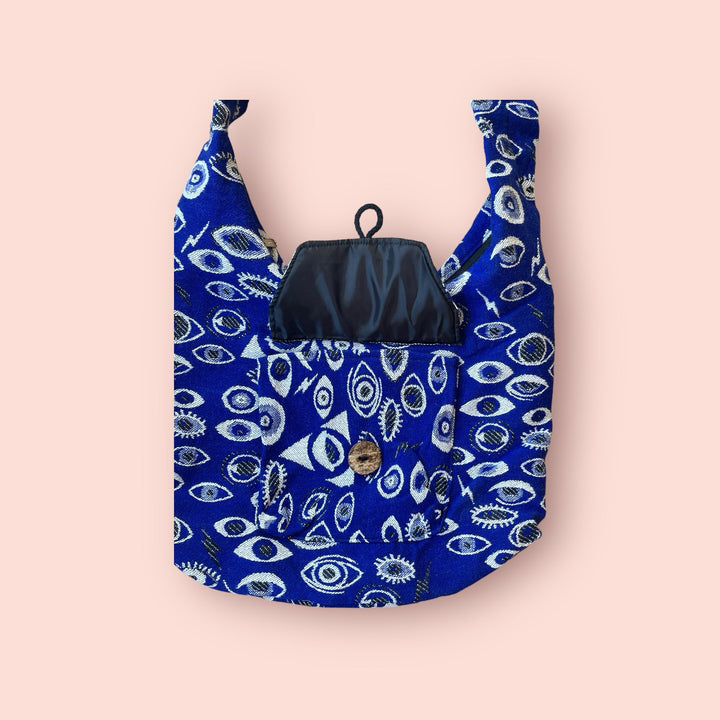 Evil Eye Block Printed Shoulder Bag - Navy