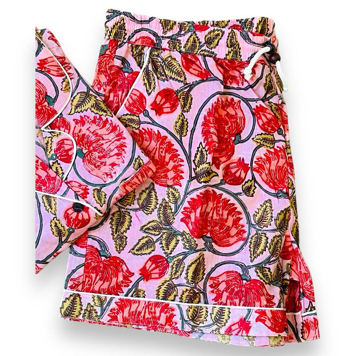 Red Florals Short Pajama Set