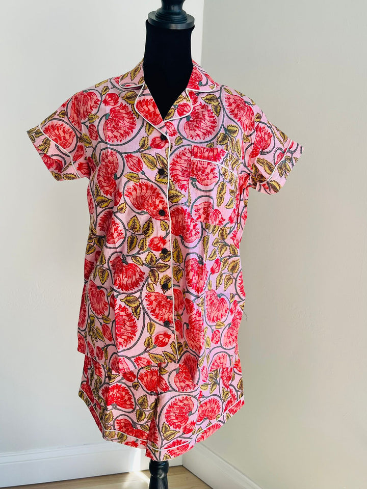 Red Florals Short Pajama Set