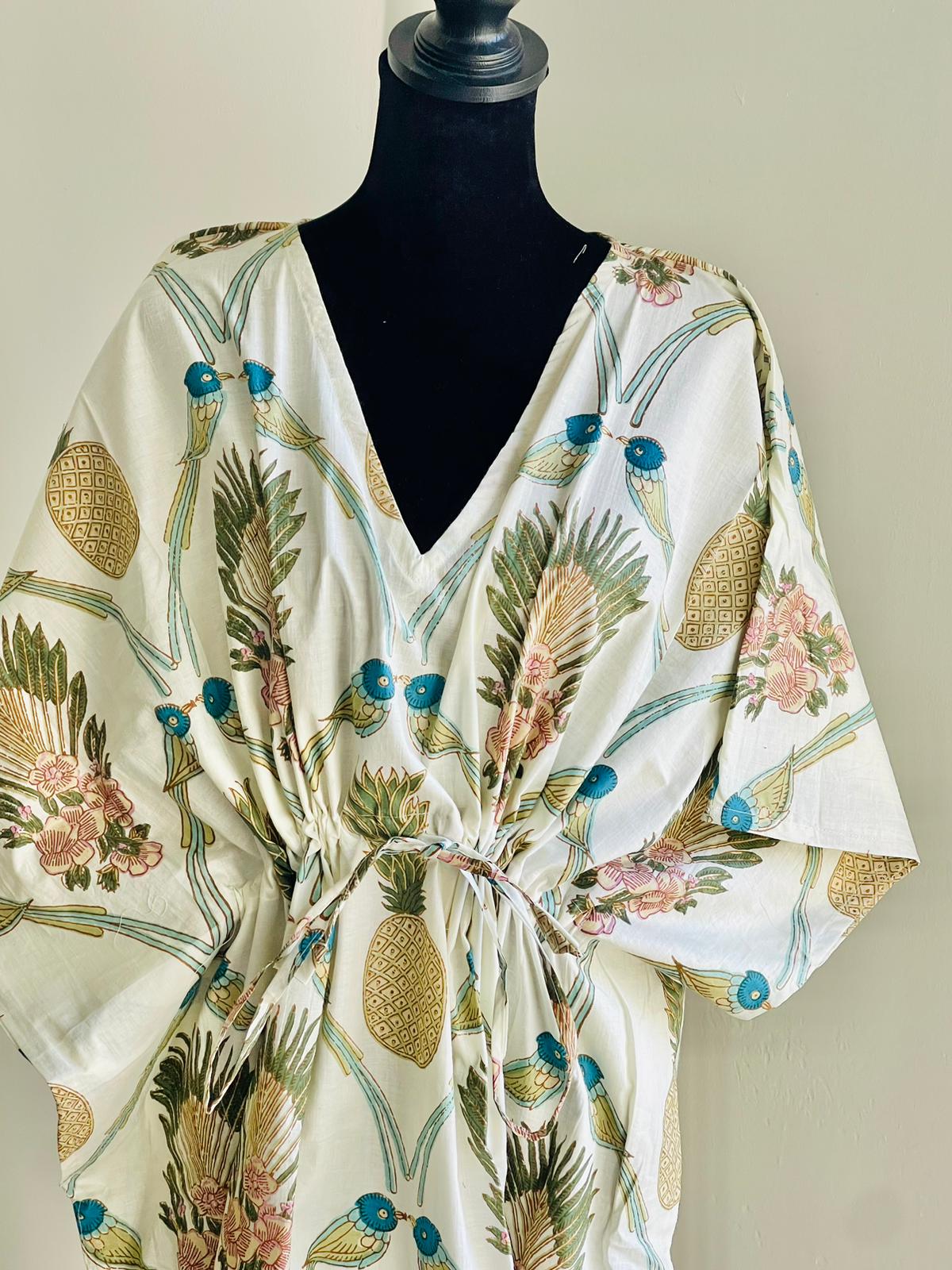 Hand Block-Print Cotton Kaftan