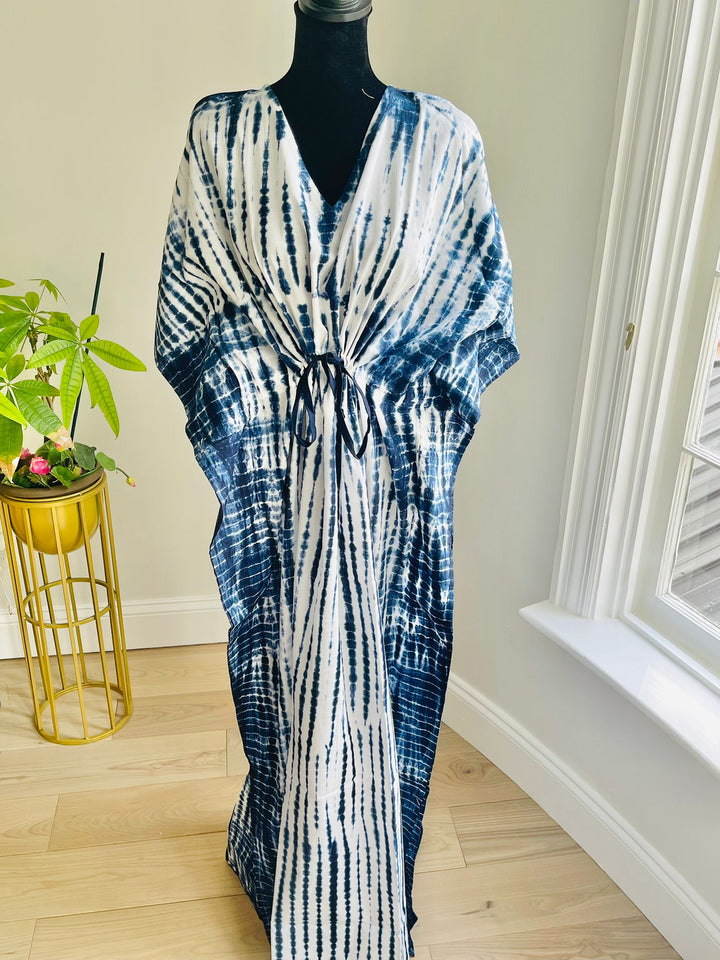Tie-Dye Cotton Kaftan - Blue