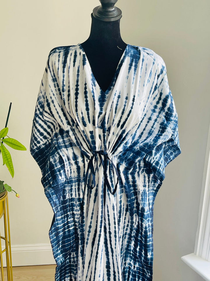 Tie-Dye Cotton Kaftan - Blue