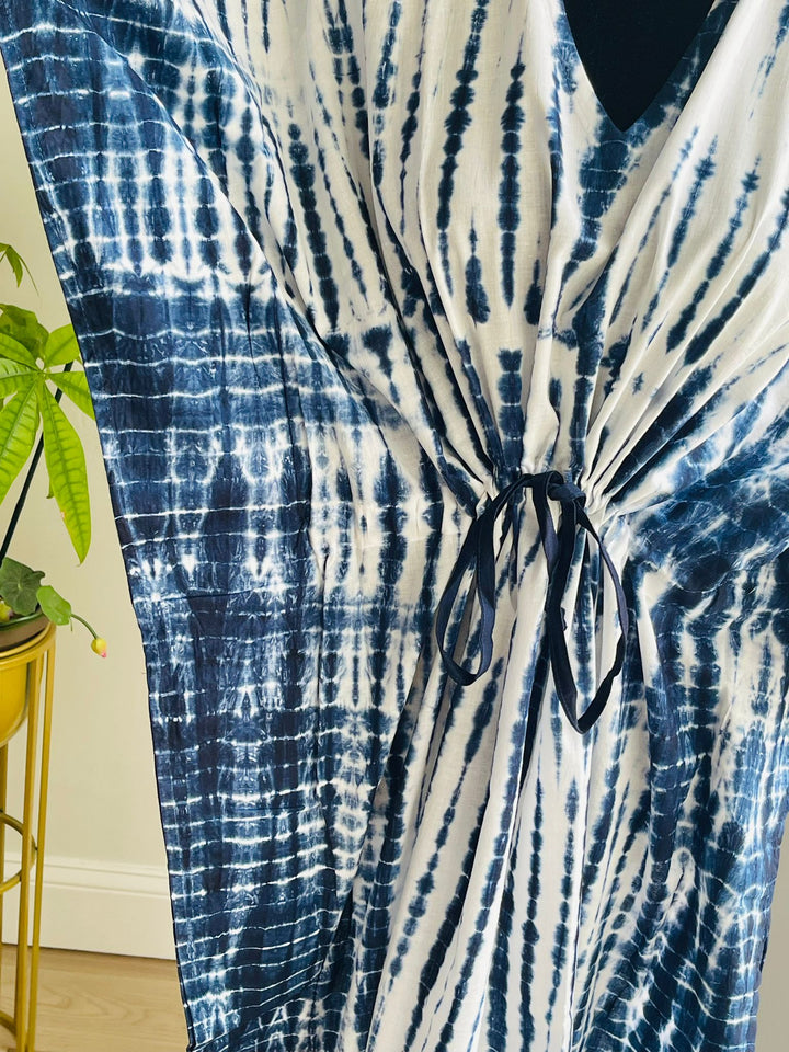 Tie-Dye Cotton Kaftan - Blue