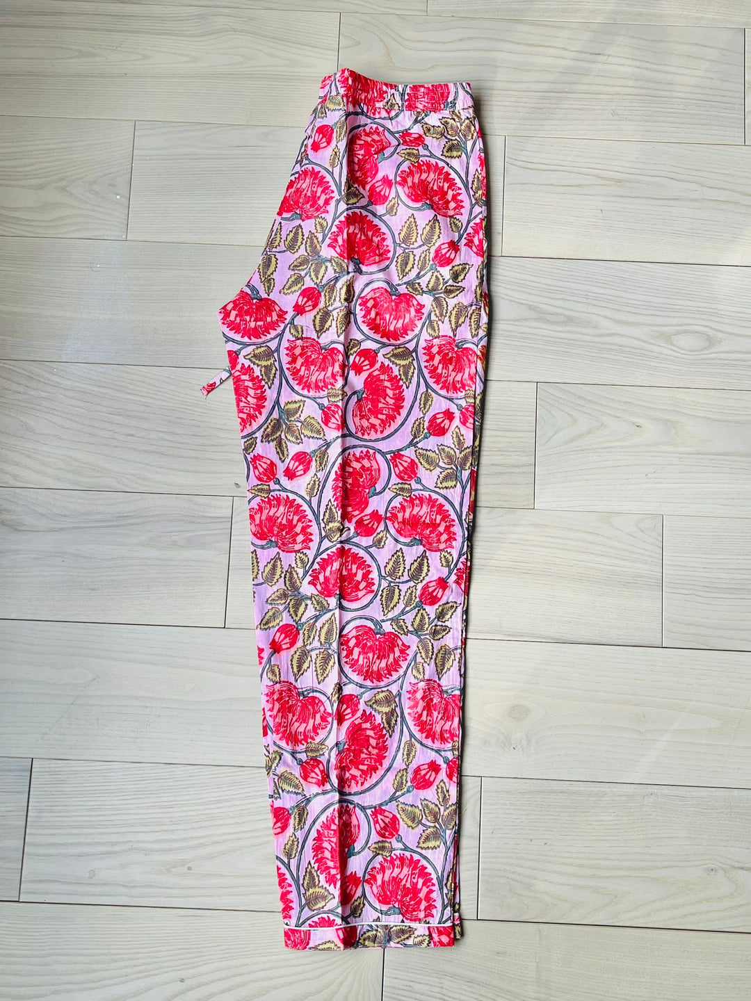 Red Florals Long Pajama Set