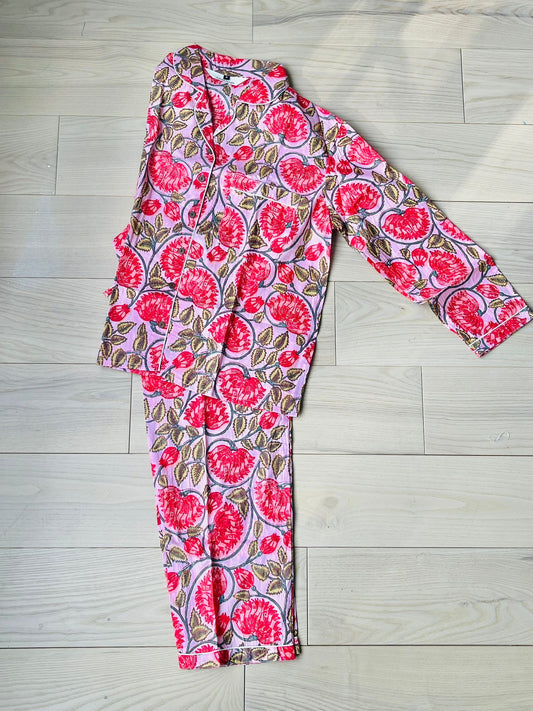 Long PJ Set in Red Floral