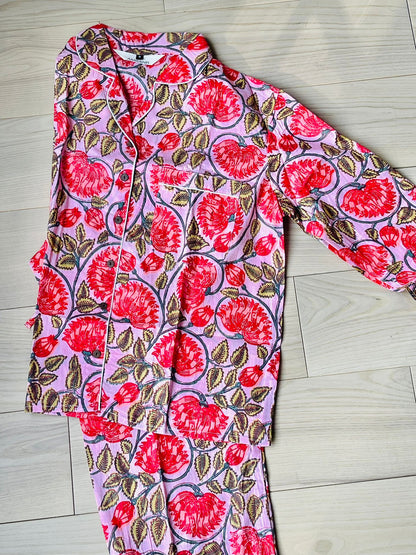 Long PJ Set in Red Floral