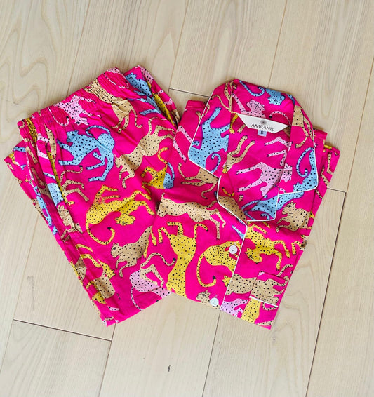 Long Pajama Set in Animal Print