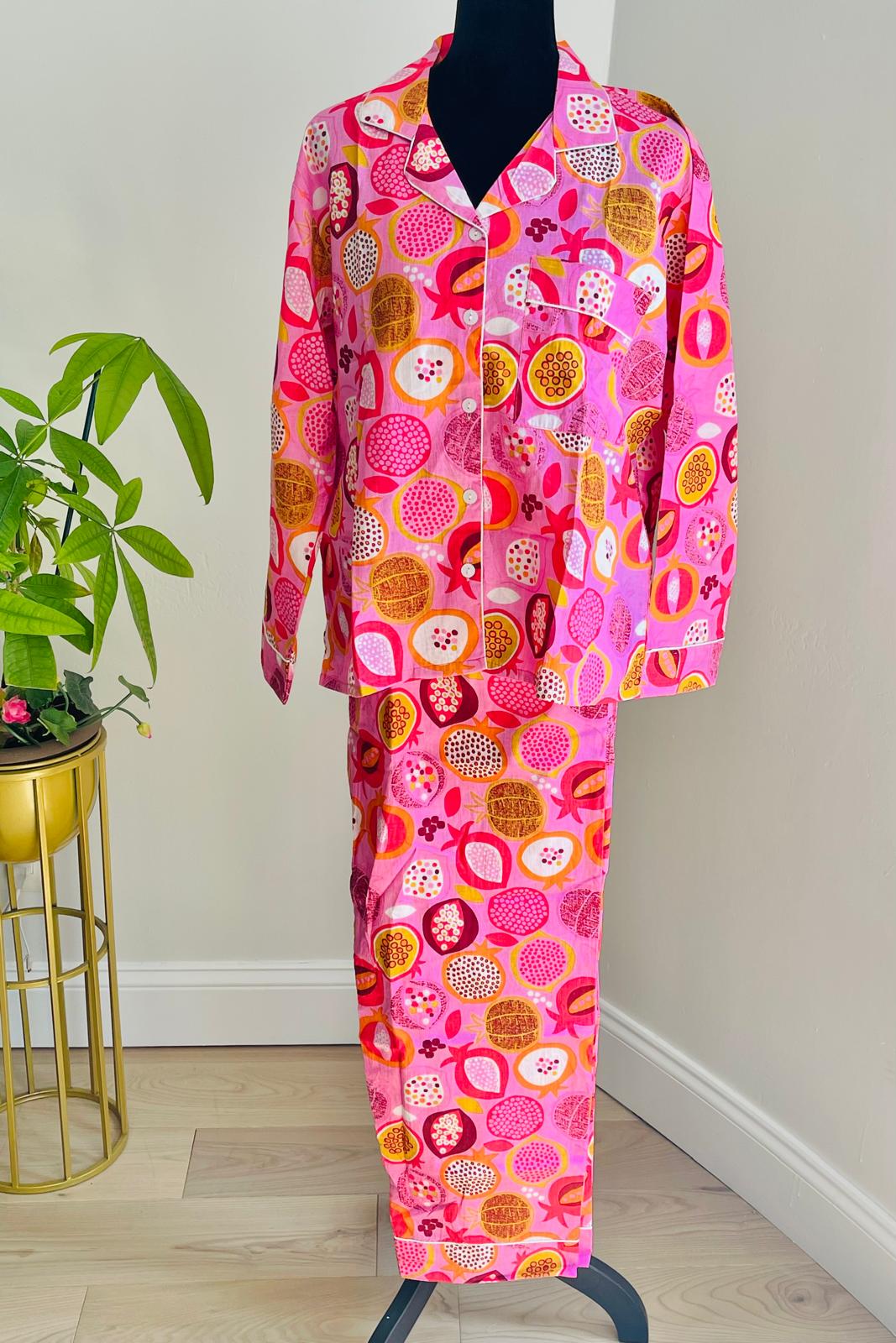 Long Pajama Set in Fruity Pink