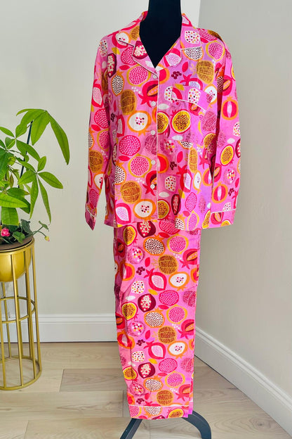 Long Pajama Set in Fruity Pink