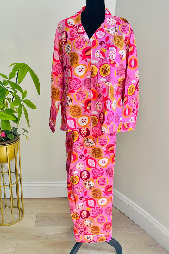 Pink Fruity Long Pajama Set