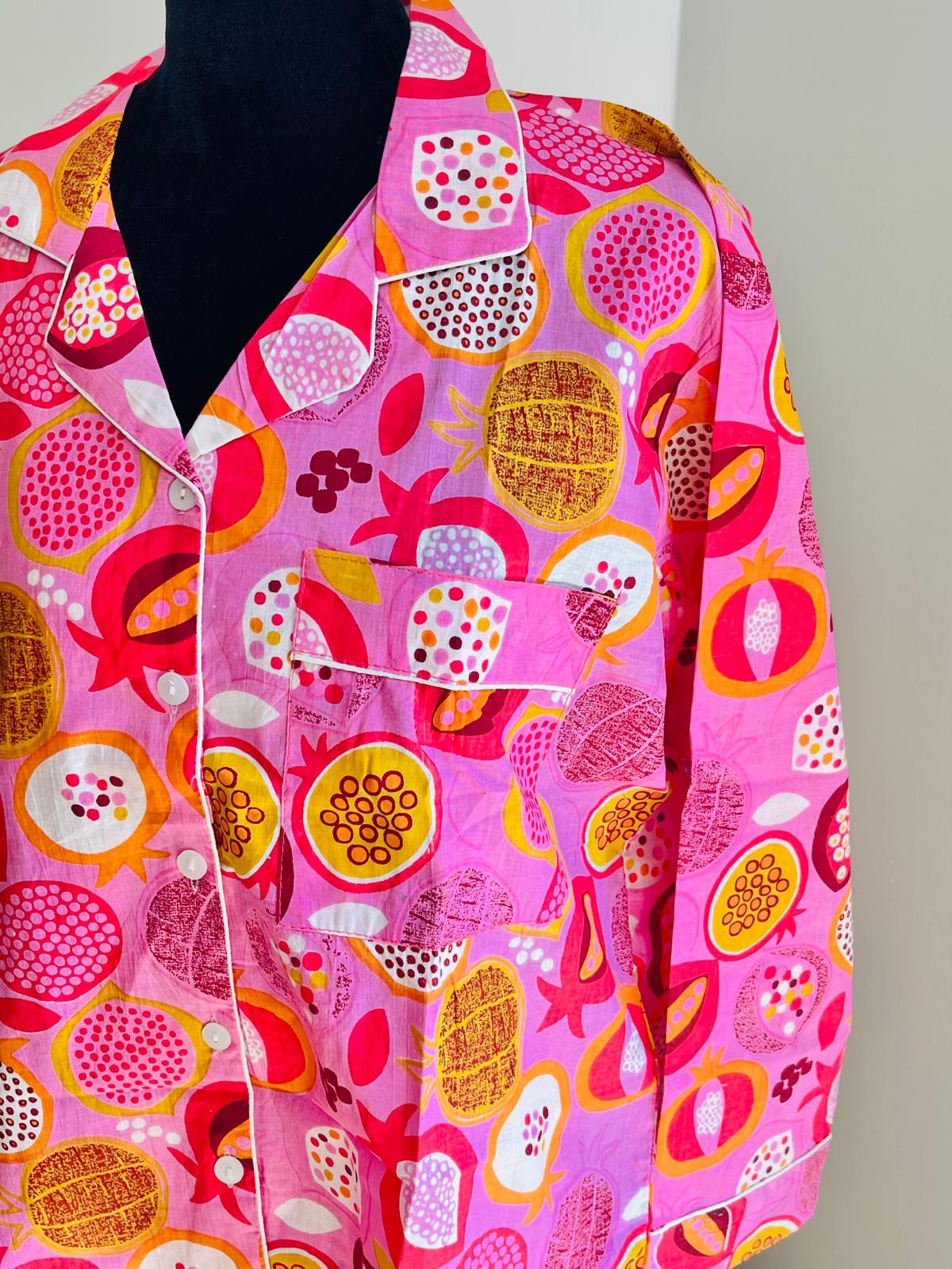 Long Pajama Set in Fruity Pink