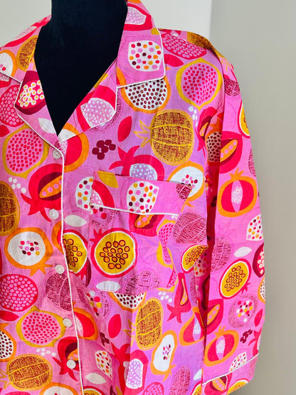 Long Pajama Set in Fruity Pink