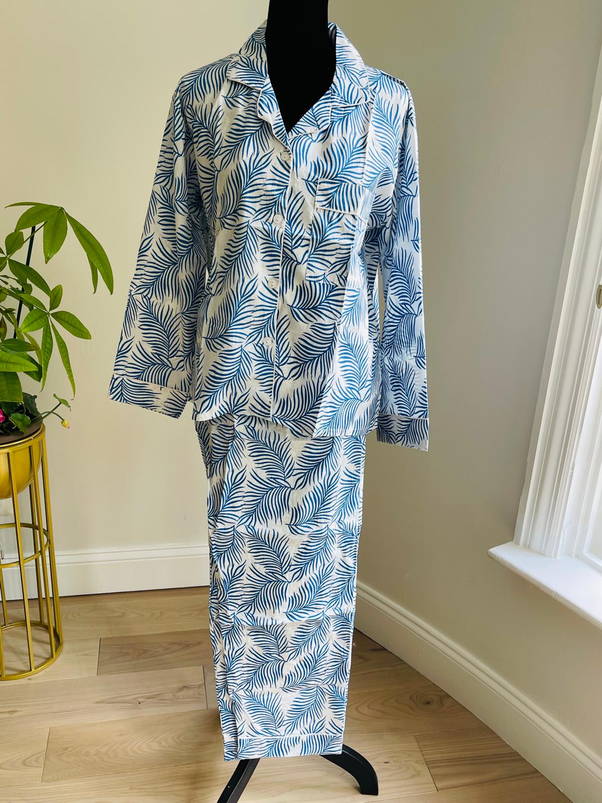 Long Pajama Set in Breezy Blue