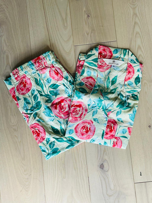 Long Pajama Set in Pink Hermosa