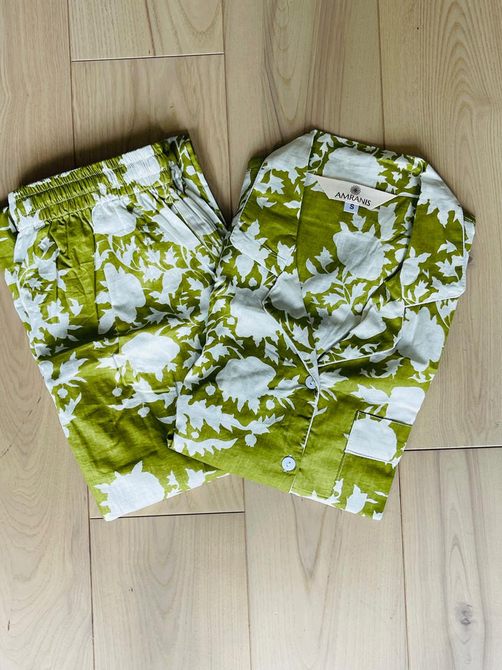 Leafy Green Long Pajama Set